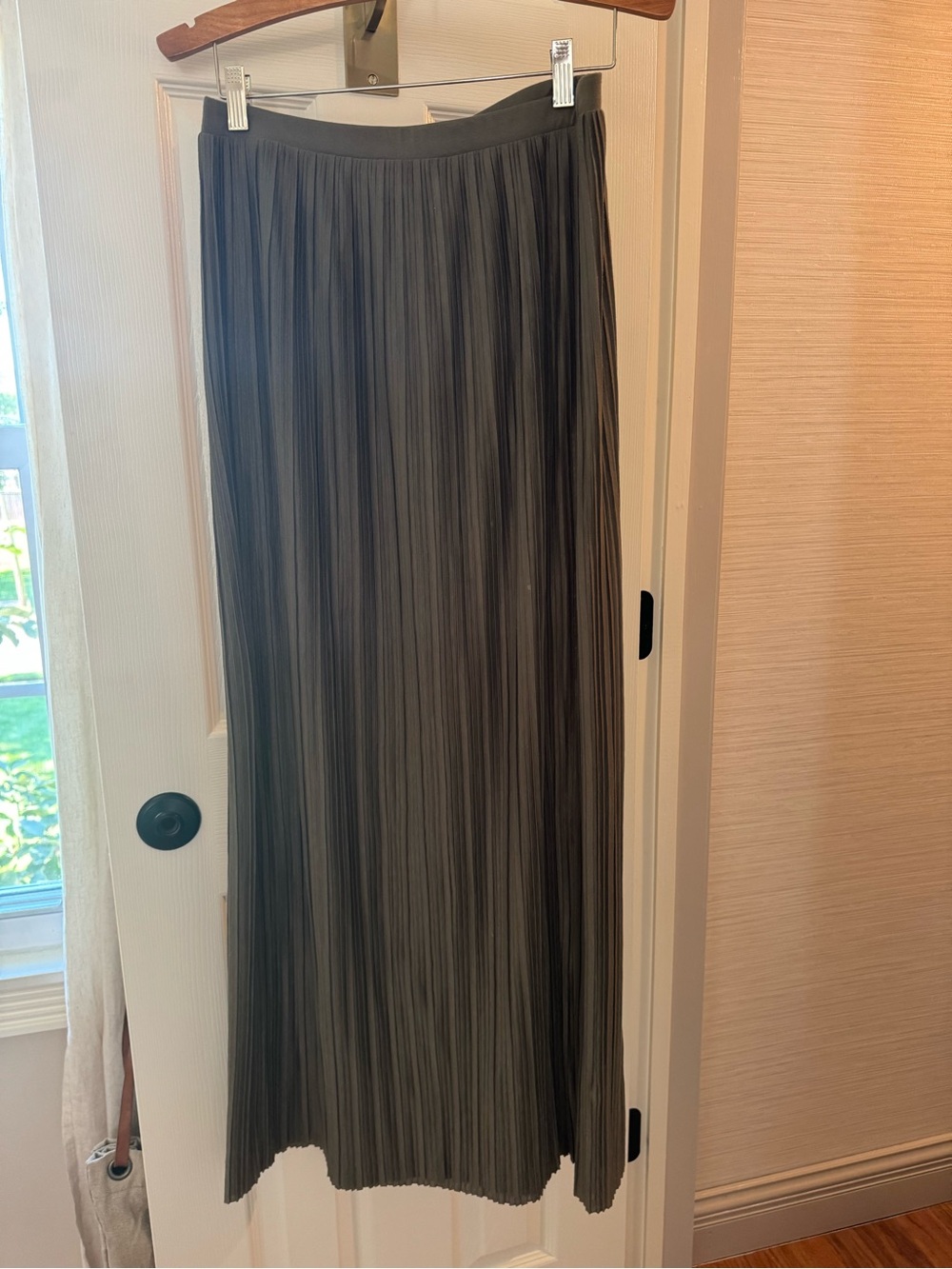 Vintage 70’s St. Tropez Olive Pleated Maxi Skirt